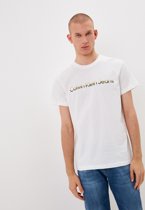 мужская футболка с коротким рукавом calvin klein, белая