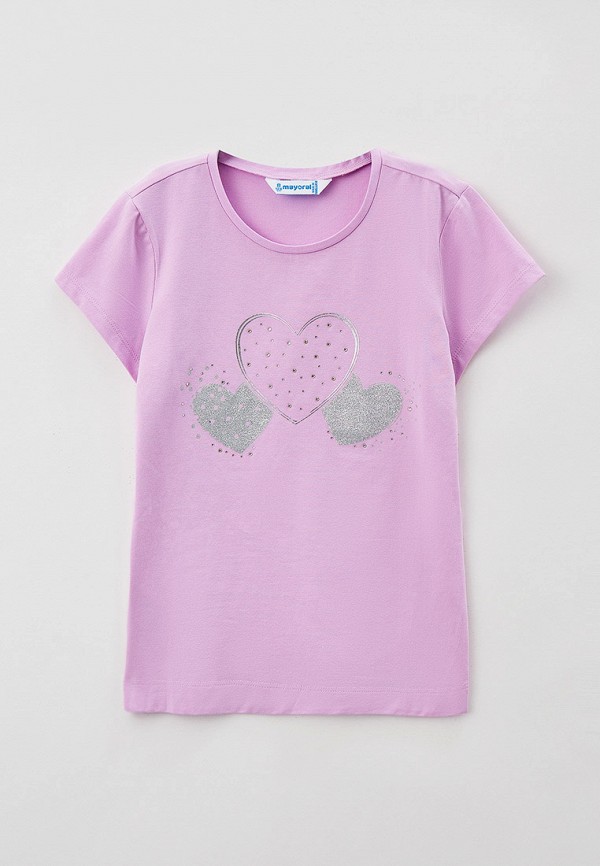 футболка с коротким рукавом mayoral для девочки, фиолетовая