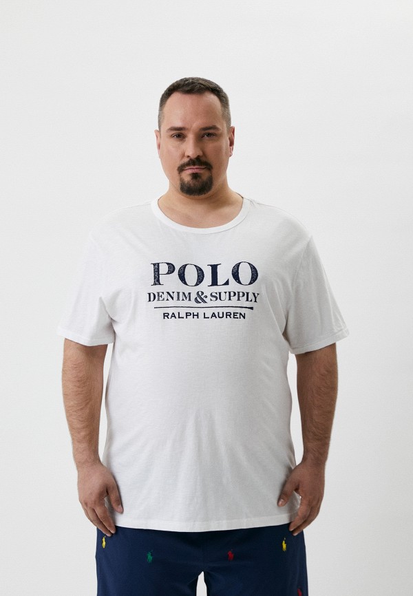 мужская футболка с коротким рукавом polo ralph lauren big & tall, белая