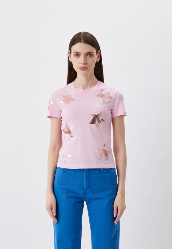 женская футболка chiara ferragni, розовая