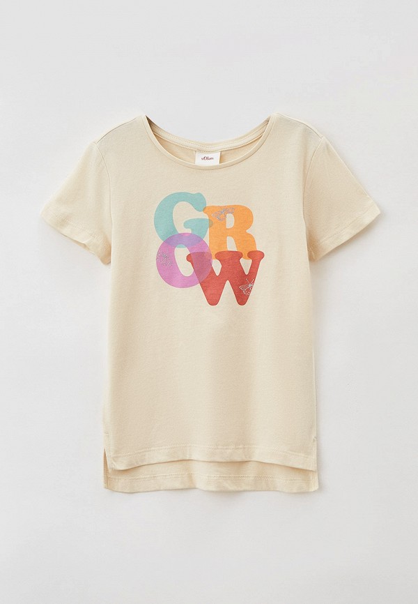 футболка с коротким рукавом s.oliver для девочки, бежевая