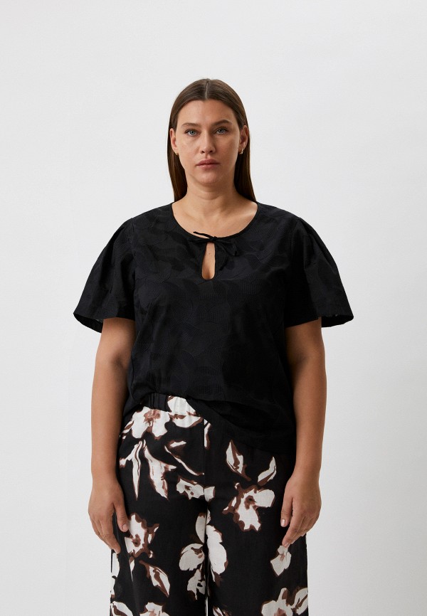 женская блузка с коротким рукавом persona by marina rinaldi, черная