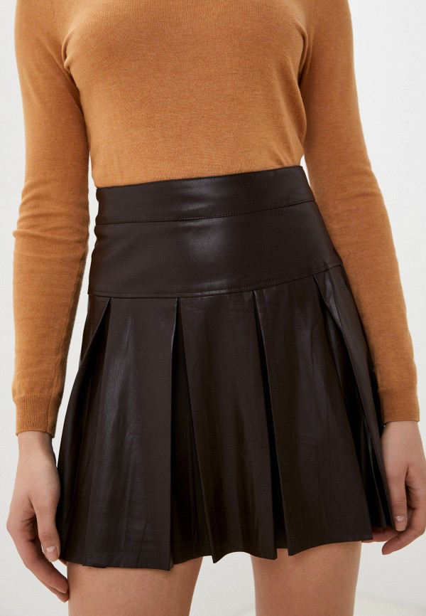женская кожаные юбка miss gabby, коричневая