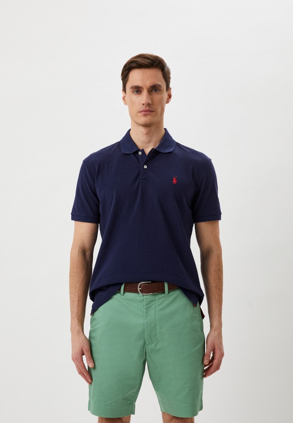 мужское поло с коротким рукавом polo golf ralph lauren, синее