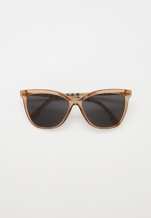 женские солнцезащитные очки кошачьи глаза burberry, коричневые