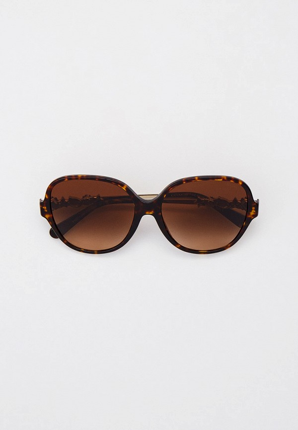 женские круглые солнцезащитные очки coach, коричневые