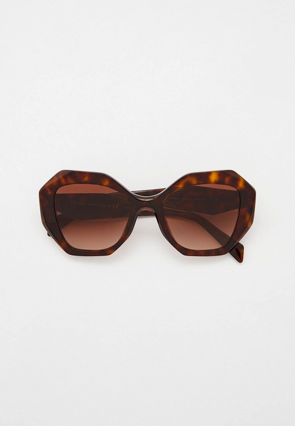 женские квадратные солнцезащитные очки prada, коричневые