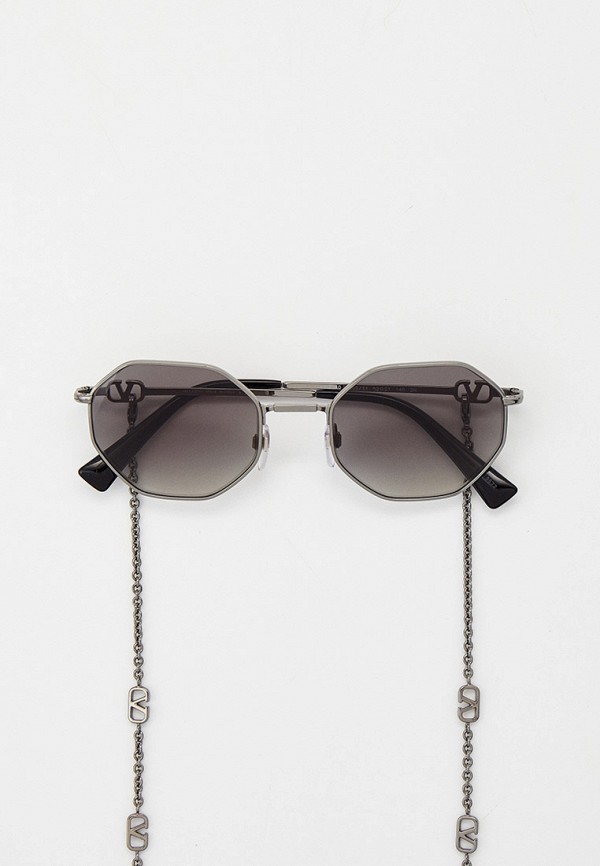 женские квадратные солнцезащитные очки valentino, серебряные