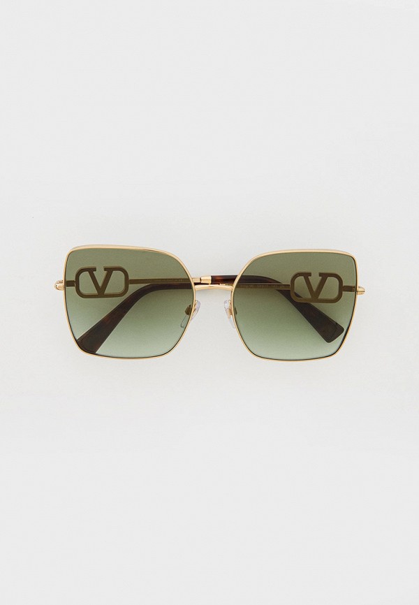 женские квадратные солнцезащитные очки valentino, золотые