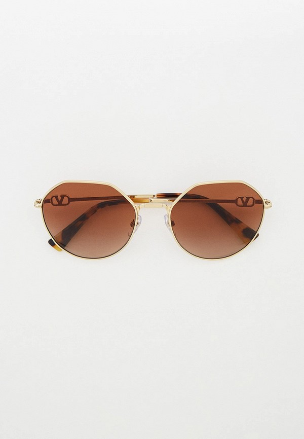 женские круглые солнцезащитные очки valentino, золотые