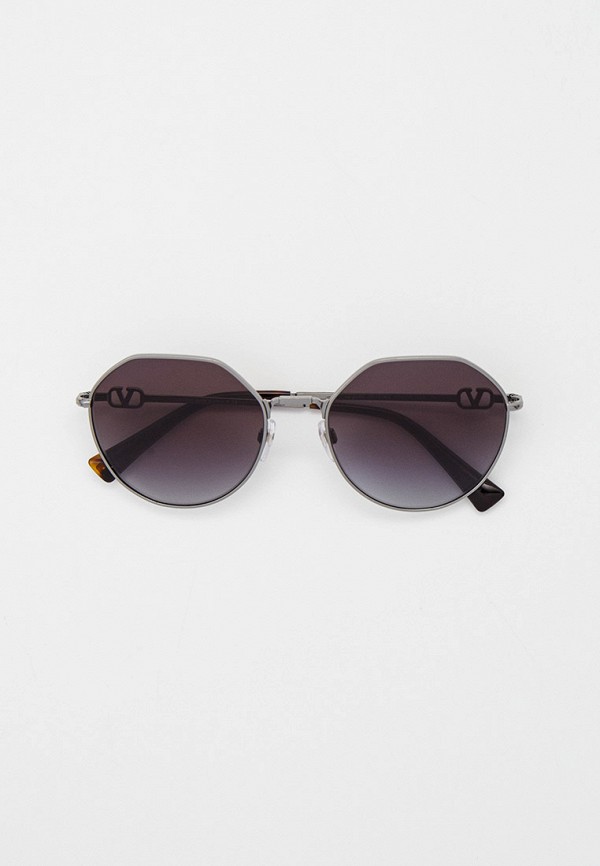женские круглые солнцезащитные очки valentino, серебряные