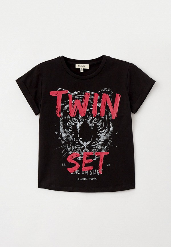 футболка с коротким рукавом twinset milano для девочки, черная