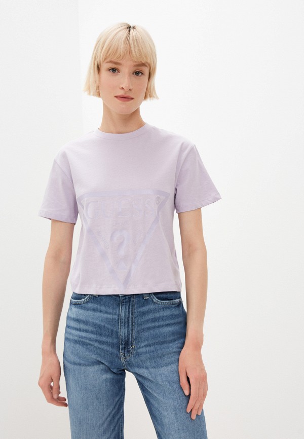 женская спортивные футболка guess, фиолетовая