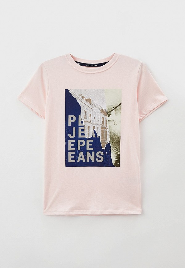 футболка с коротким рукавом pepe jeans london для мальчика, розовая