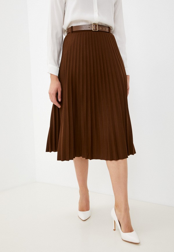 женская плиссированные юбка diverius, коричневая