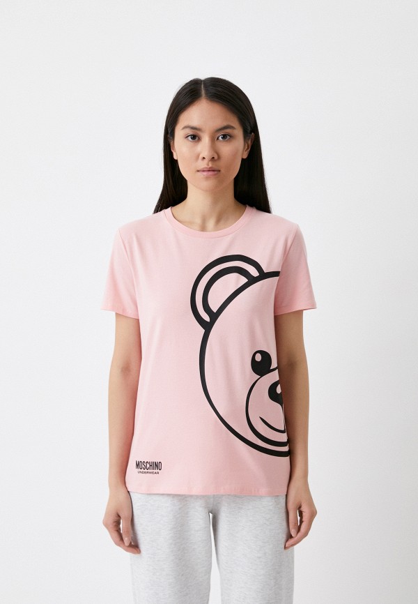 женская футболка moschino underwear, розовая