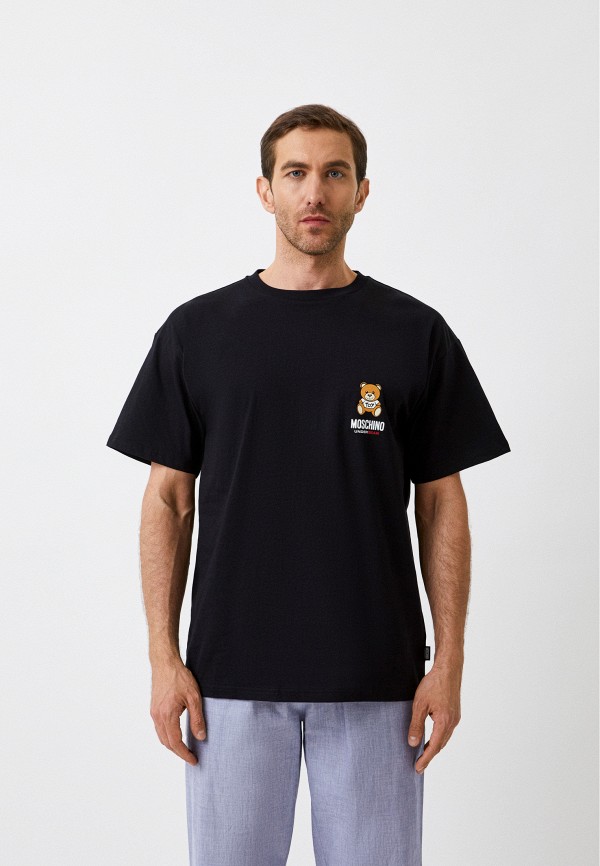 мужская футболка с коротким рукавом moschino underwear, черная