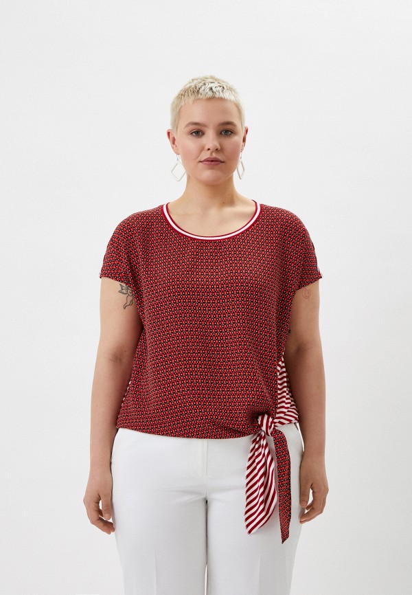 женская блузка с коротким рукавом persona by marina rinaldi, красная