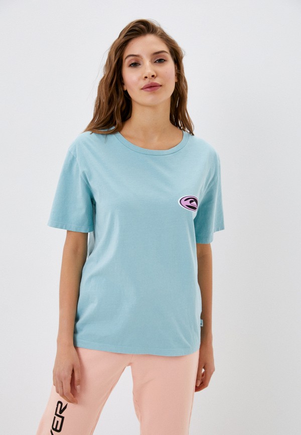 женская спортивные футболка quiksilver, голубая