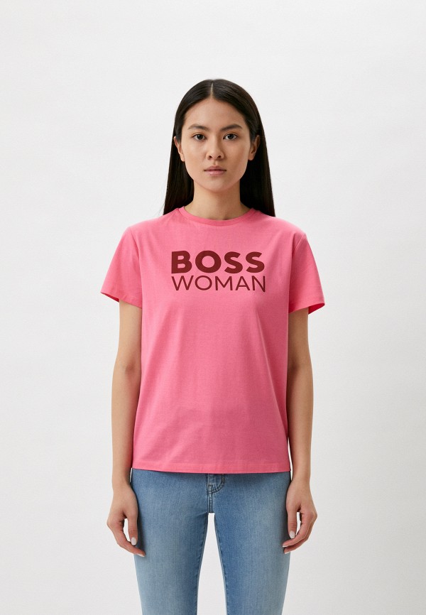 женская футболка boss, розовая