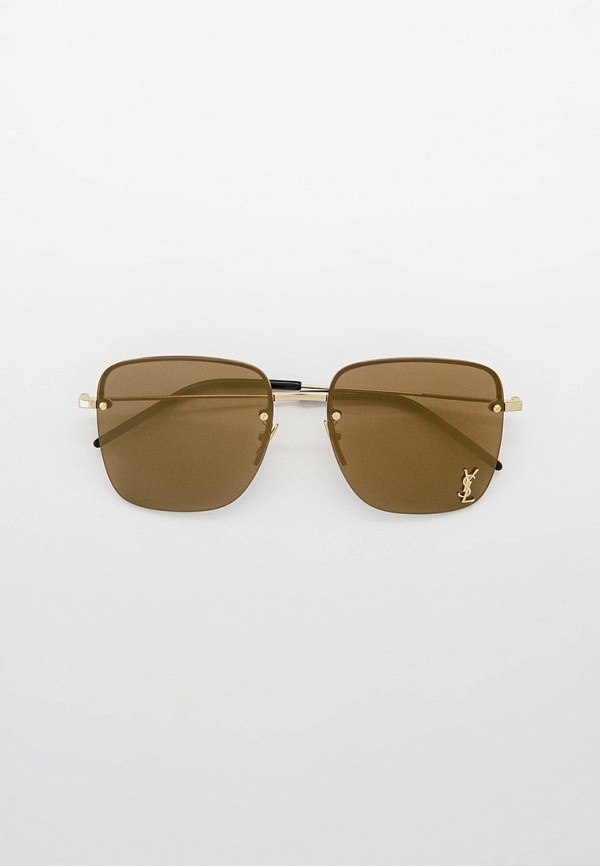 женские квадратные солнцезащитные очки saint laurent, золотые