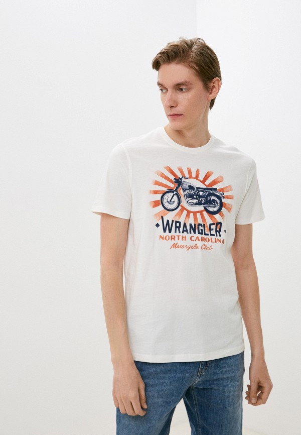 мужская футболка с коротким рукавом wrangler, белая