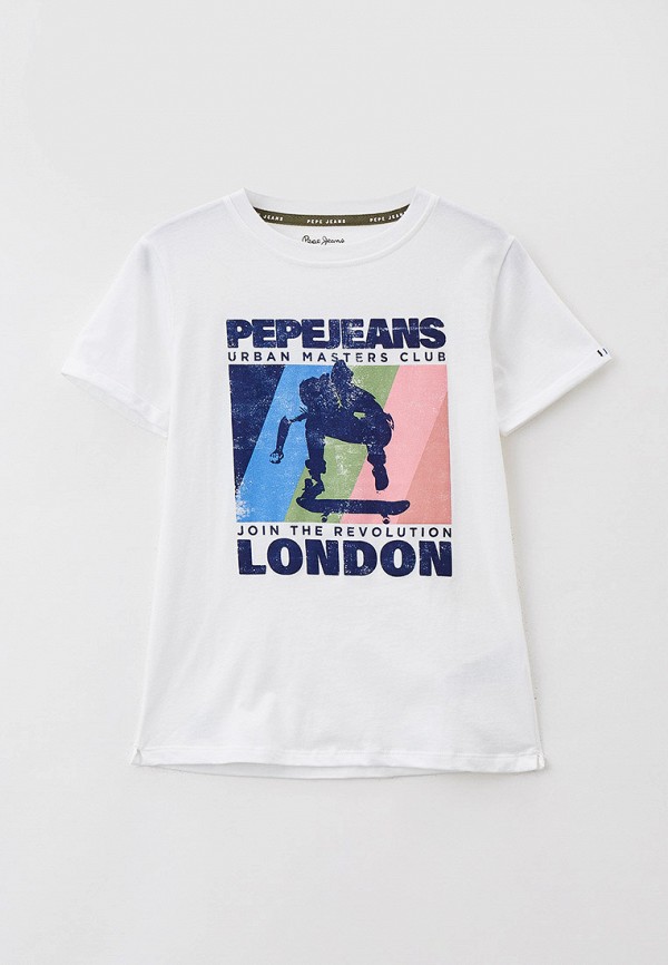 футболка с коротким рукавом pepe jeans london для мальчика, белая