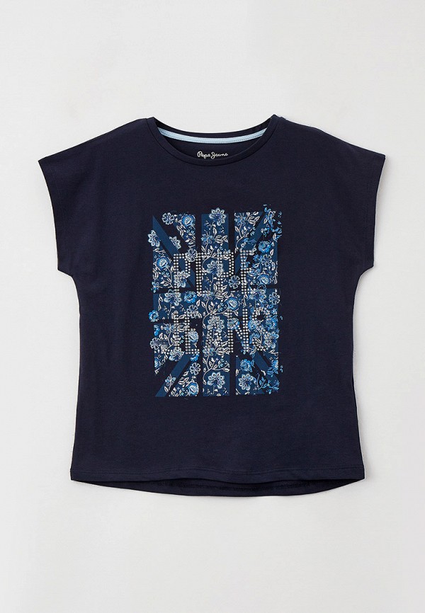 футболка с коротким рукавом pepe jeans london для девочки, синяя