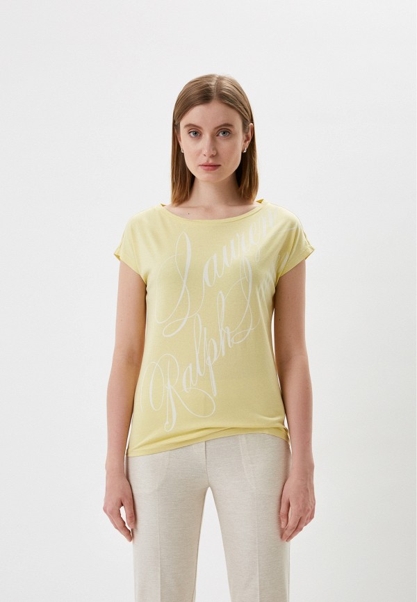 женская футболка lauren ralph lauren, желтая