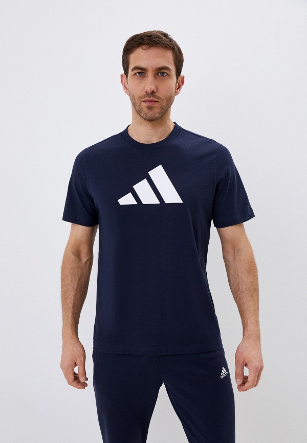 мужская футболка с коротким рукавом adidas, синяя