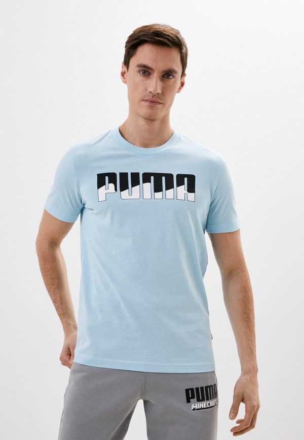мужская футболка с коротким рукавом puma, голубая