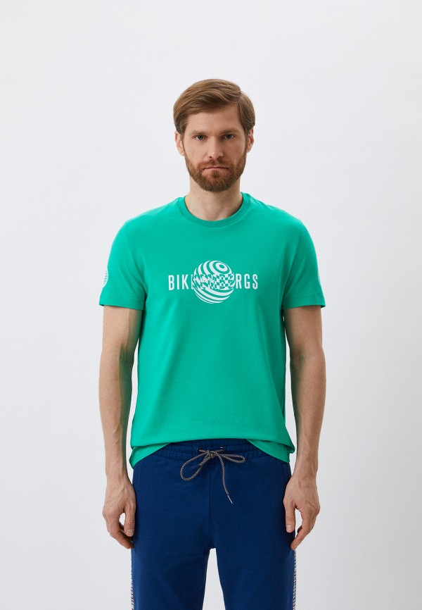 мужская футболка с коротким рукавом bikkembergs, зеленая