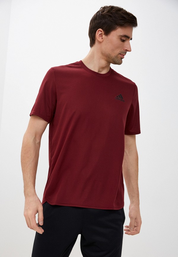 мужская футболка с коротким рукавом adidas, бордовая