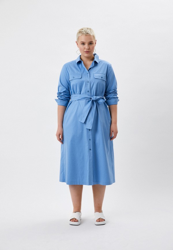 женское платье-рубашки marina rinaldi sport, голубое