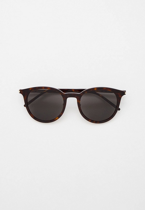 женские круглые солнцезащитные очки saint laurent, коричневые