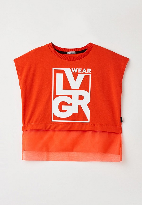 футболка с коротким рукавом gulliver для девочки, оранжевая