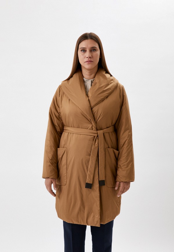 женская утепленные куртка marina rinaldi voyage, коричневая