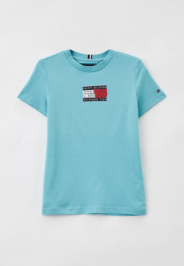 футболка с коротким рукавом tommy hilfiger для мальчика, голубая
