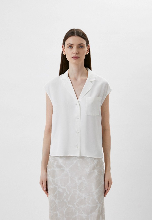 женская блузка с коротким рукавом calvin klein, белая