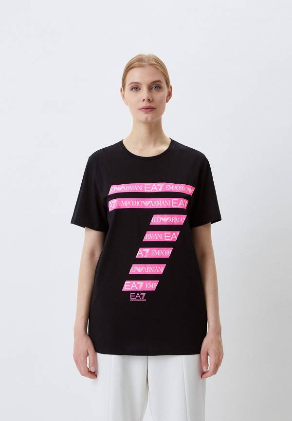 женская спортивные футболка ea7, черная