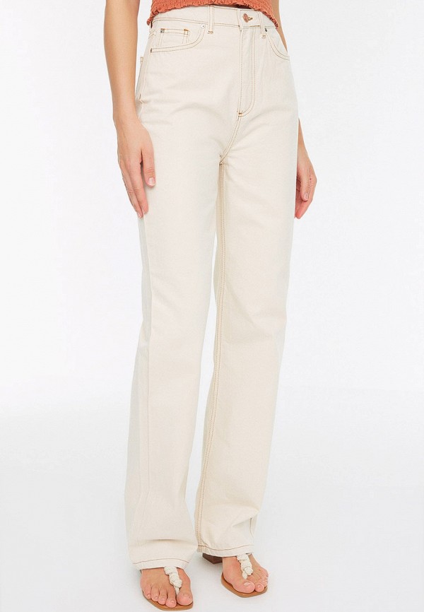 женские прямые джинсы trendyol, белые