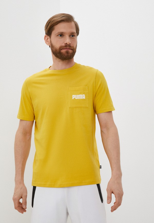 мужская футболка с коротким рукавом puma, желтая