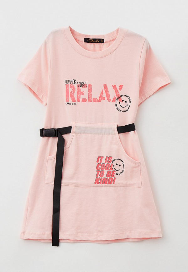 футболка с коротким рукавом dali для девочки, розовая