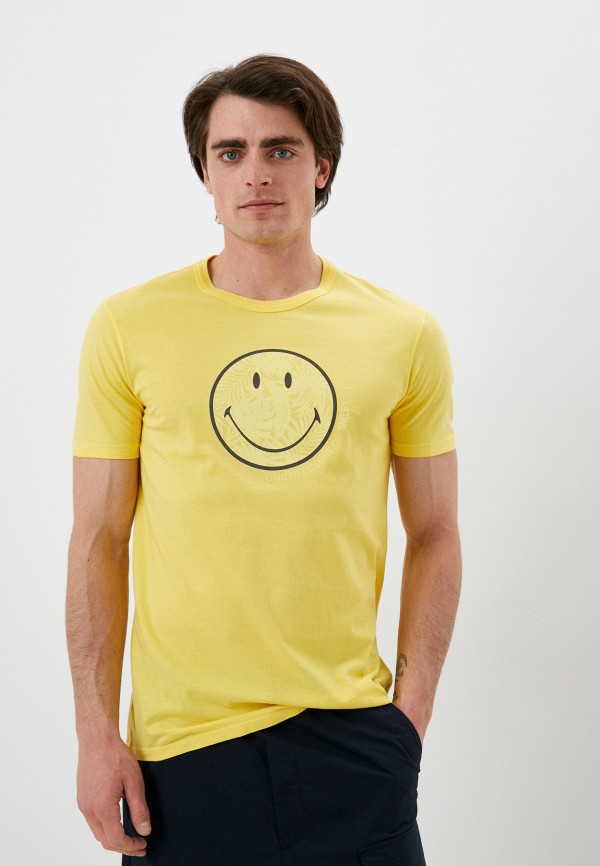 мужская футболка с коротким рукавом united colors of benetton, желтая