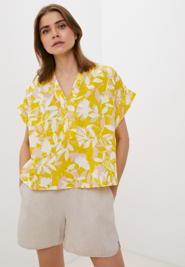 женская блузка с коротким рукавом united colors of benetton, желтая