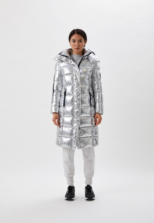 женская утепленные куртка plein sport, серебряная