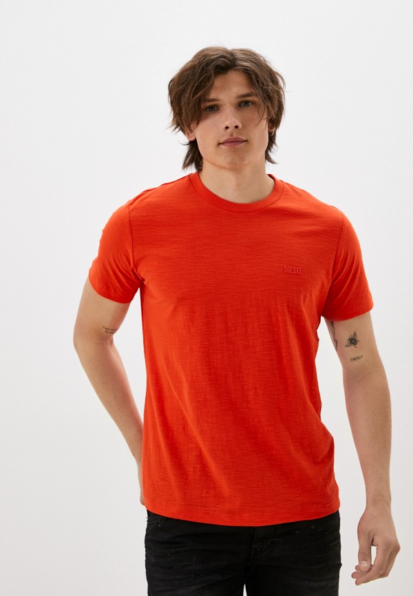 мужская футболка с коротким рукавом diesel, оранжевая
