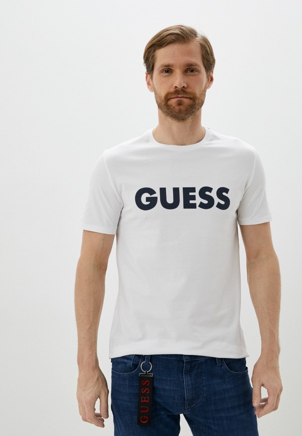мужская футболка с коротким рукавом guess, белая