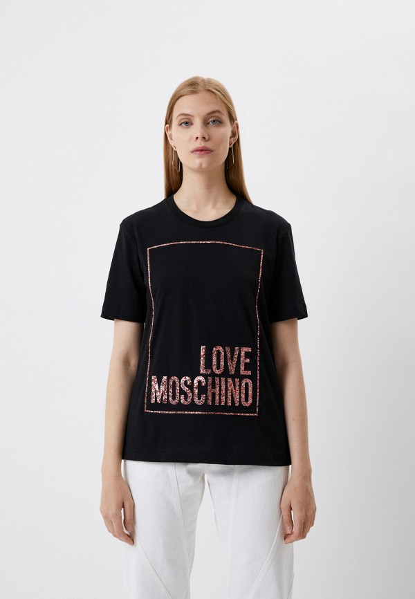 женская футболка love moschino, черная