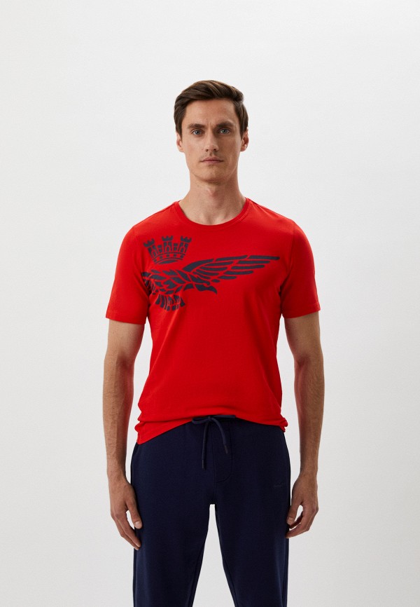 мужская футболка с коротким рукавом aeronautica militare, красная